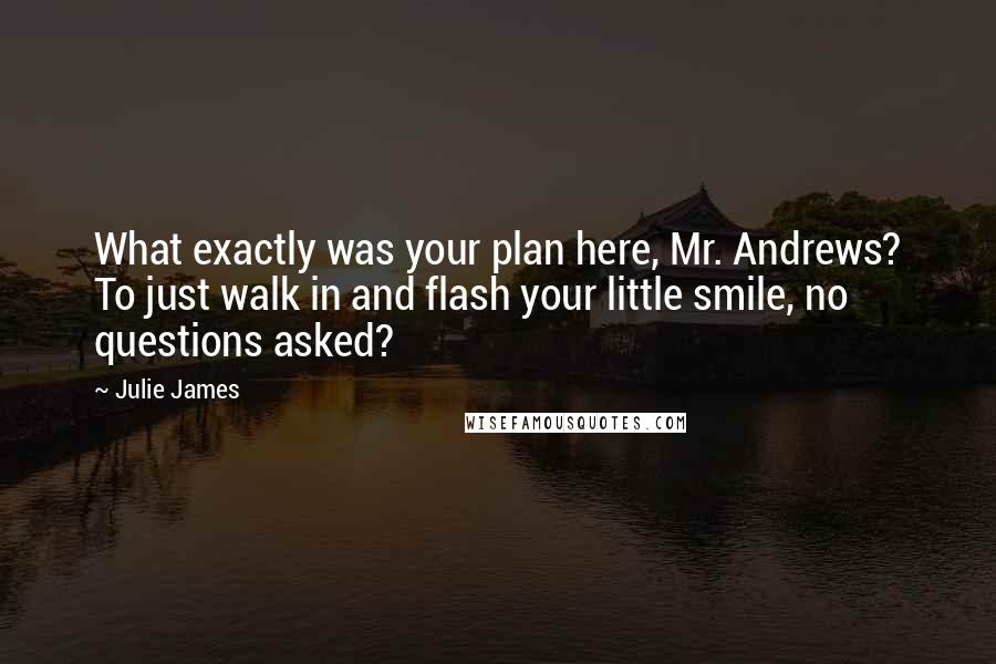 Julie James Quotes: What exactly was your plan here, Mr. Andrews? To just walk in and flash your little smile, no questions asked?
