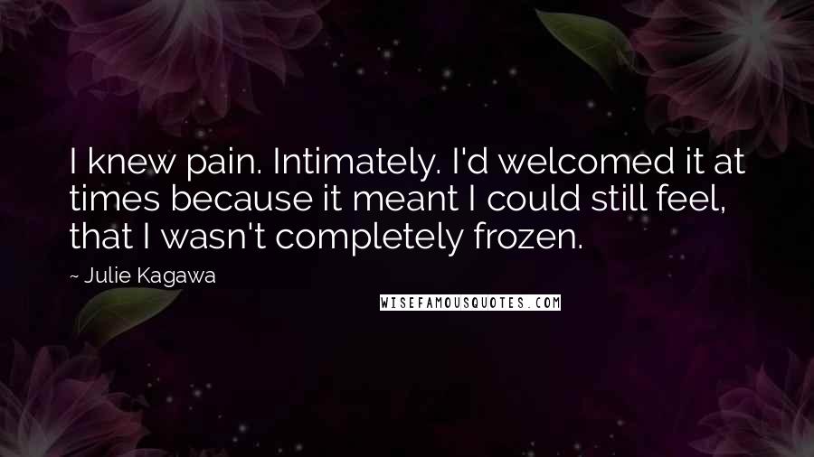 Julie Kagawa Quotes: I knew pain. Intimately. I'd welcomed it at times because it meant I could still feel, that I wasn't completely frozen.