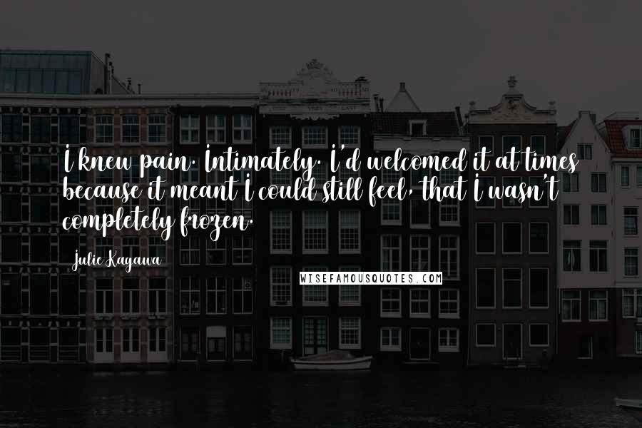 Julie Kagawa Quotes: I knew pain. Intimately. I'd welcomed it at times because it meant I could still feel, that I wasn't completely frozen.