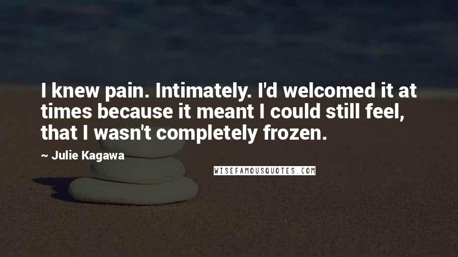 Julie Kagawa Quotes: I knew pain. Intimately. I'd welcomed it at times because it meant I could still feel, that I wasn't completely frozen.
