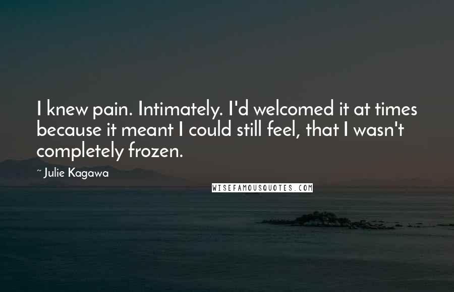 Julie Kagawa Quotes: I knew pain. Intimately. I'd welcomed it at times because it meant I could still feel, that I wasn't completely frozen.
