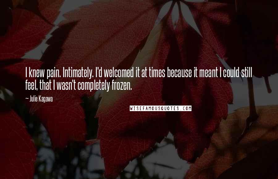 Julie Kagawa Quotes: I knew pain. Intimately. I'd welcomed it at times because it meant I could still feel, that I wasn't completely frozen.