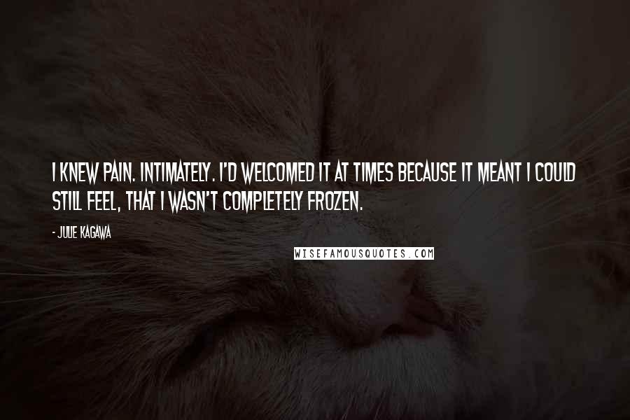 Julie Kagawa Quotes: I knew pain. Intimately. I'd welcomed it at times because it meant I could still feel, that I wasn't completely frozen.