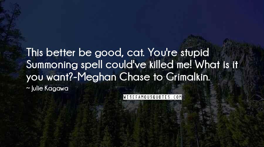 Julie Kagawa Quotes: This better be good, cat. You're stupid Summoning spell could've killed me! What is it you want?-Meghan Chase to Grimalkin.