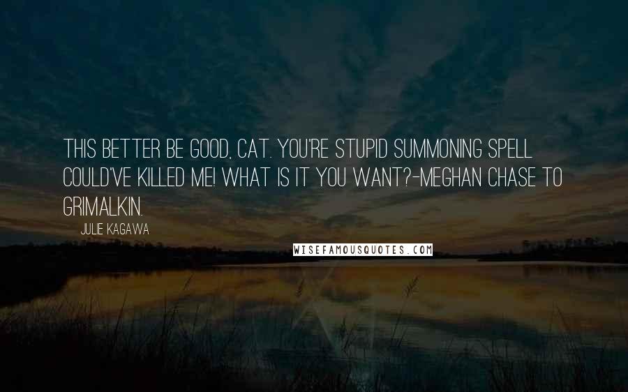 Julie Kagawa Quotes: This better be good, cat. You're stupid Summoning spell could've killed me! What is it you want?-Meghan Chase to Grimalkin.