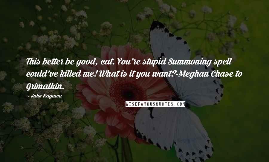 Julie Kagawa Quotes: This better be good, cat. You're stupid Summoning spell could've killed me! What is it you want?-Meghan Chase to Grimalkin.