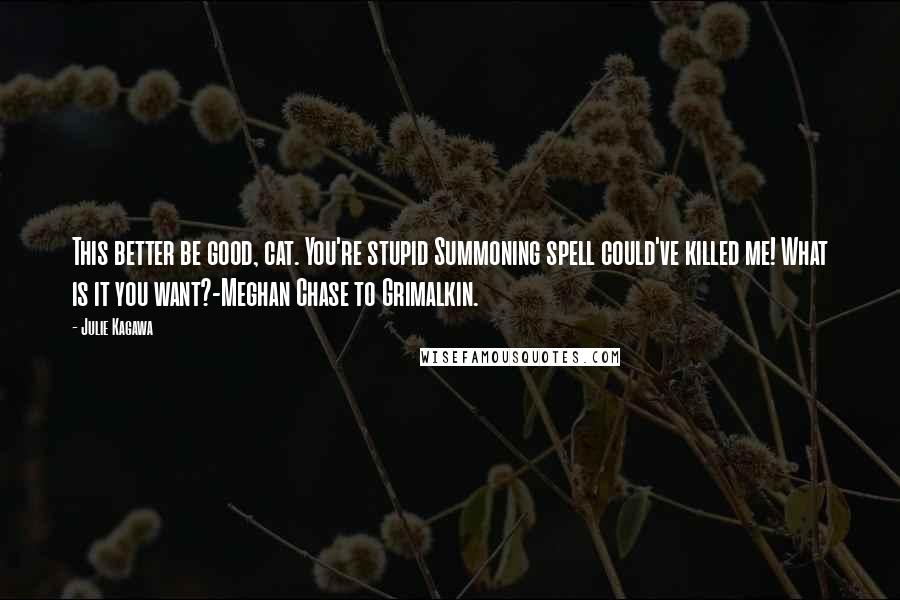 Julie Kagawa Quotes: This better be good, cat. You're stupid Summoning spell could've killed me! What is it you want?-Meghan Chase to Grimalkin.