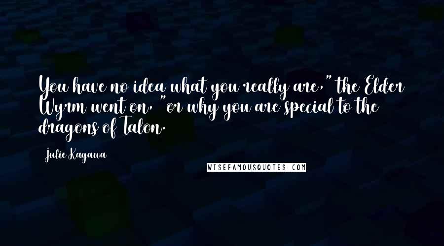 Julie Kagawa Quotes: You have no idea what you really are," the Elder Wyrm went on, "or why you are special to the dragons of Talon.