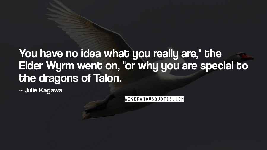 Julie Kagawa Quotes: You have no idea what you really are," the Elder Wyrm went on, "or why you are special to the dragons of Talon.