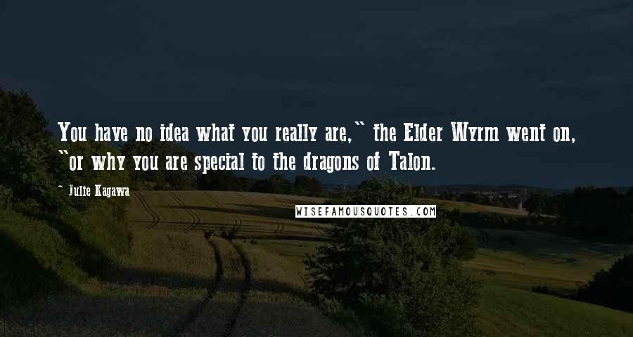 Julie Kagawa Quotes: You have no idea what you really are," the Elder Wyrm went on, "or why you are special to the dragons of Talon.