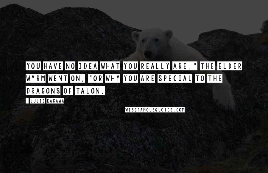 Julie Kagawa Quotes: You have no idea what you really are," the Elder Wyrm went on, "or why you are special to the dragons of Talon.