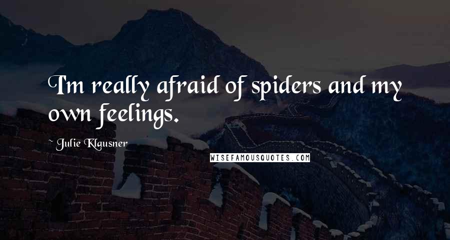 Julie Klausner Quotes: I'm really afraid of spiders and my own feelings.