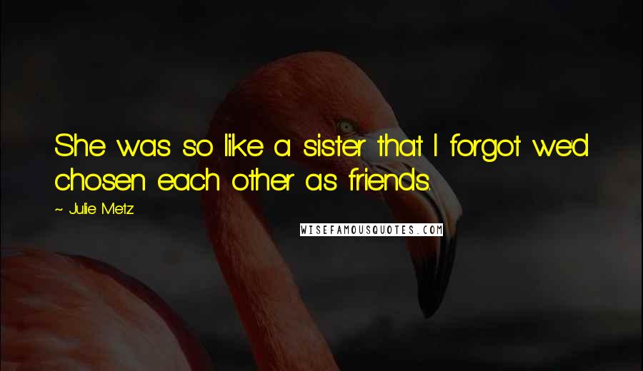 Julie Metz Quotes: She was so like a sister that I forgot we'd chosen each other as friends.