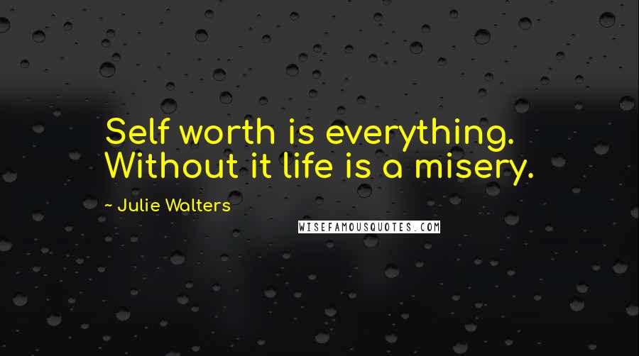 Julie Walters Quotes: Self worth is everything. Without it life is a misery.