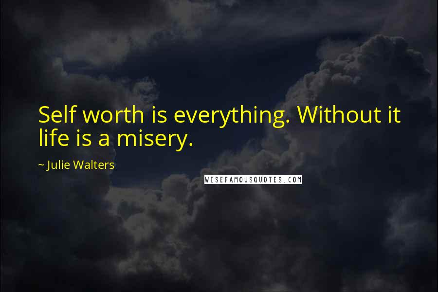 Julie Walters Quotes: Self worth is everything. Without it life is a misery.