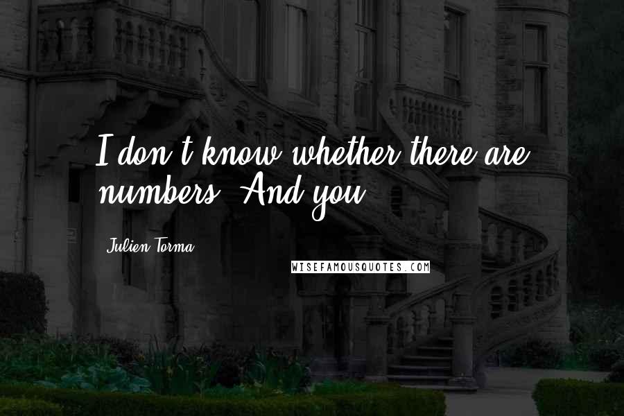 Julien Torma Quotes: I don't know whether there are numbers. And you?