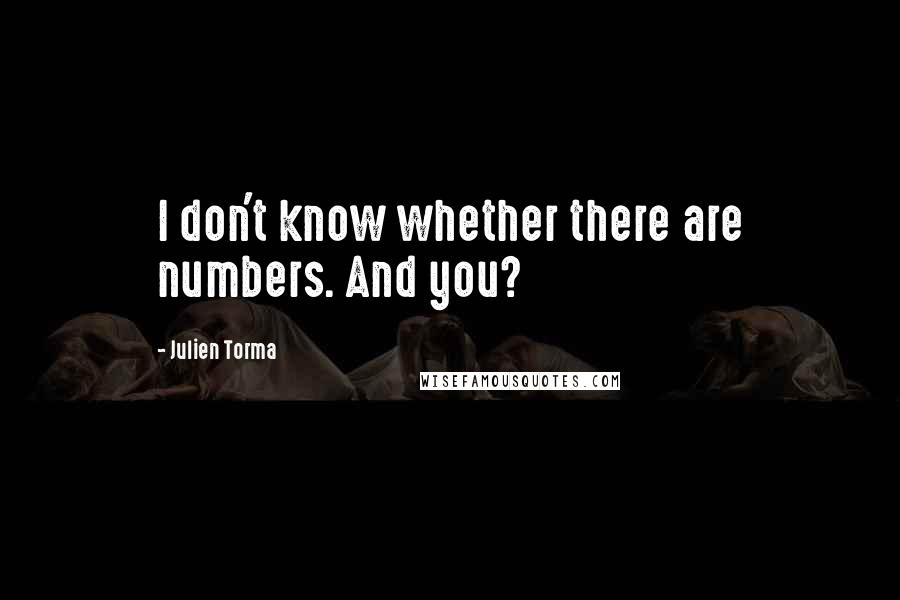 Julien Torma Quotes: I don't know whether there are numbers. And you?