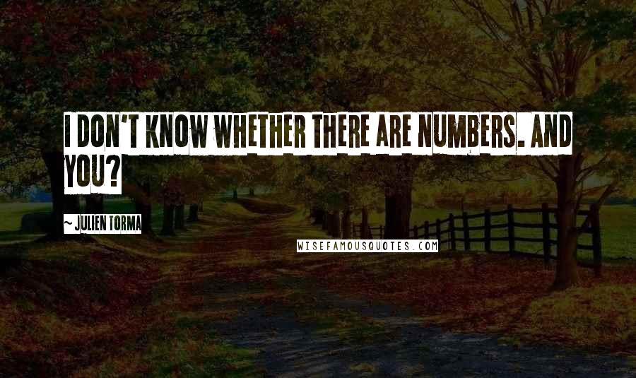 Julien Torma Quotes: I don't know whether there are numbers. And you?