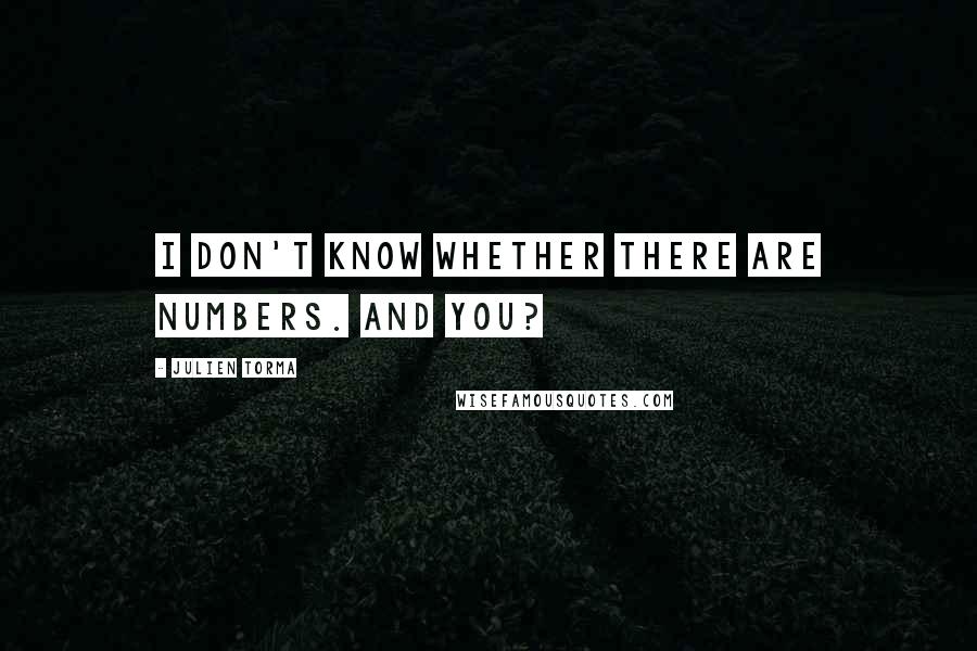 Julien Torma Quotes: I don't know whether there are numbers. And you?