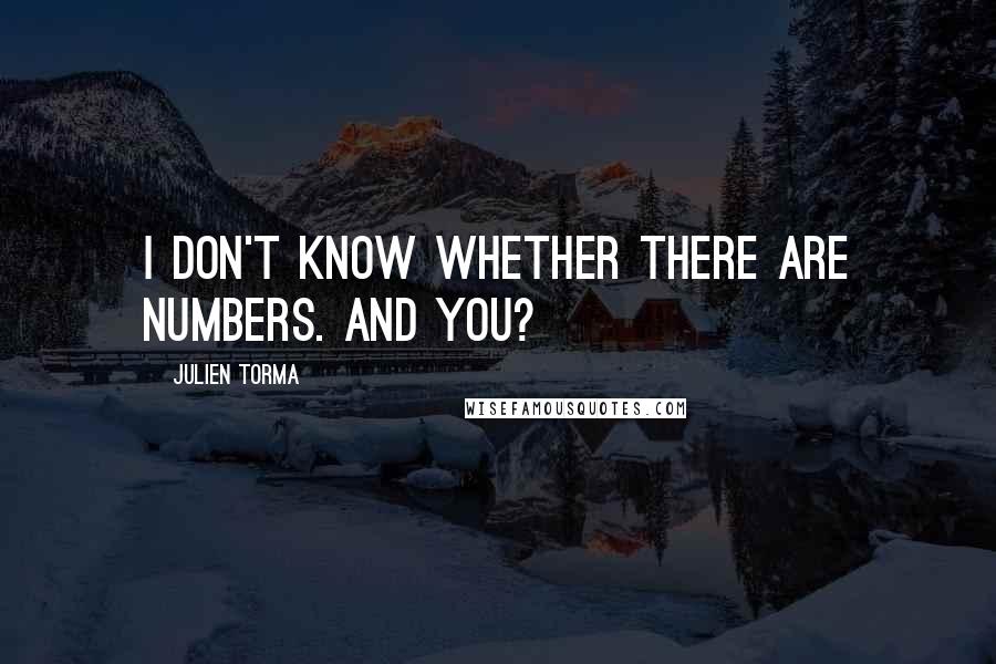 Julien Torma Quotes: I don't know whether there are numbers. And you?