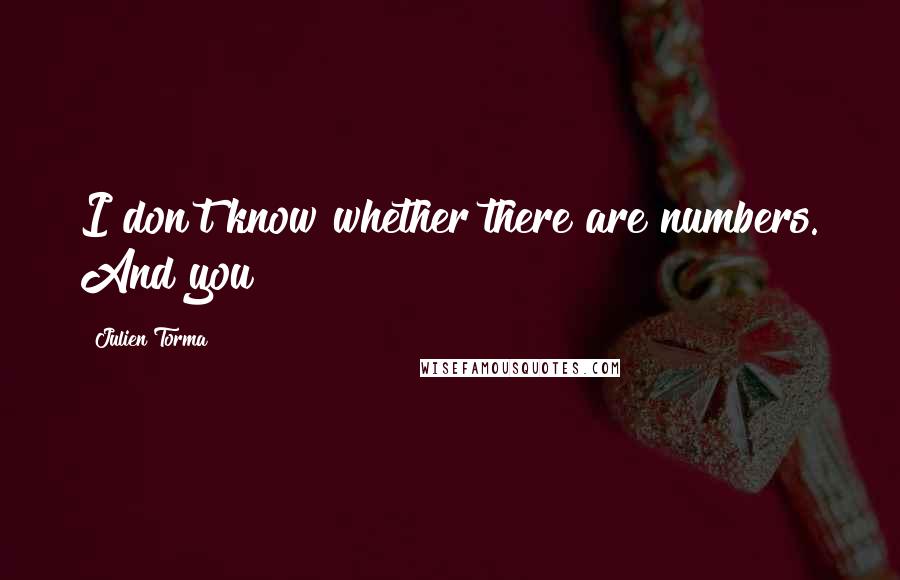 Julien Torma Quotes: I don't know whether there are numbers. And you?