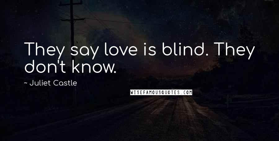 Juliet Castle Quotes: They say love is blind. They don't know.