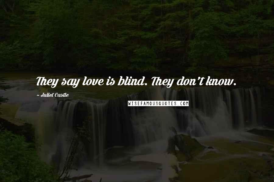 Juliet Castle Quotes: They say love is blind. They don't know.