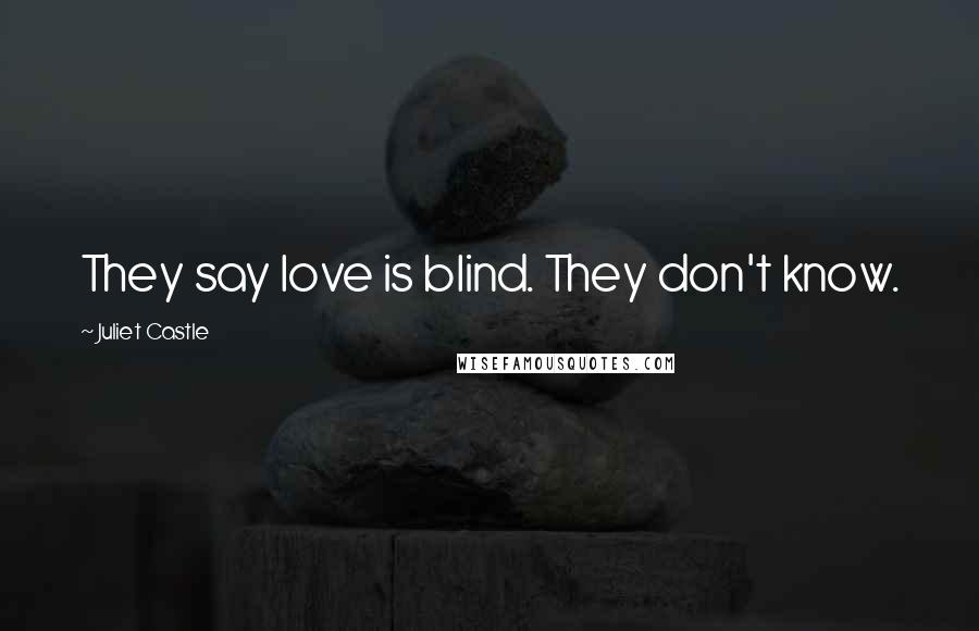 Juliet Castle Quotes: They say love is blind. They don't know.