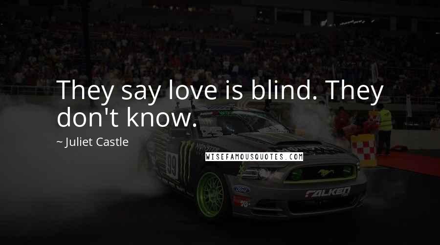 Juliet Castle Quotes: They say love is blind. They don't know.