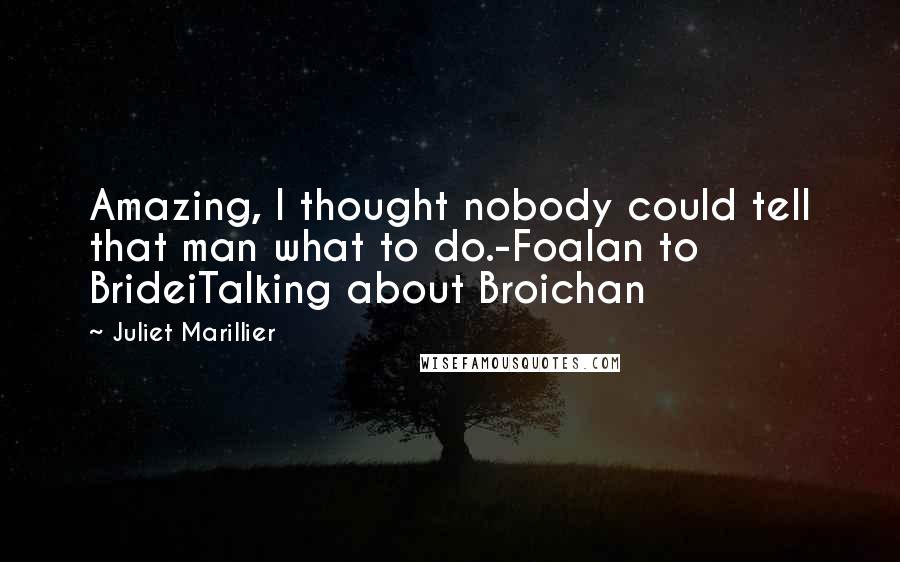 Juliet Marillier Quotes: Amazing, I thought nobody could tell that man what to do.-Foalan to BrideiTalking about Broichan