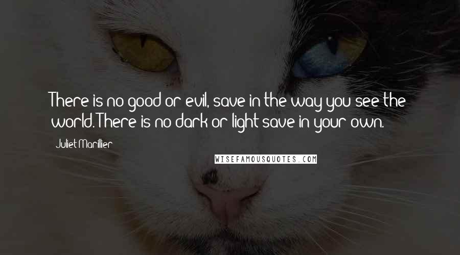 Juliet Marillier Quotes: There is no good or evil, save in the way you see the world. There is no dark or light save in your own.