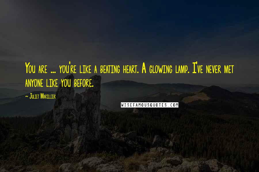 Juliet Marillier Quotes: You are ... you're like a beating heart. A glowing lamp. I've never met anyone like you before.