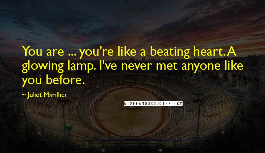 Juliet Marillier Quotes: You are ... you're like a beating heart. A glowing lamp. I've never met anyone like you before.