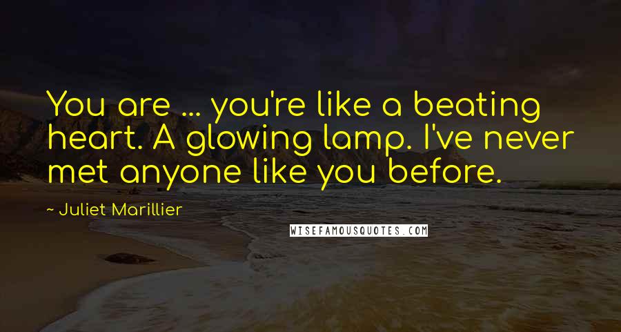 Juliet Marillier Quotes: You are ... you're like a beating heart. A glowing lamp. I've never met anyone like you before.