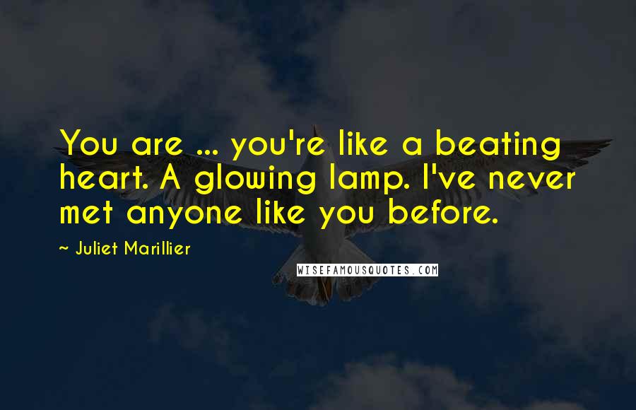 Juliet Marillier Quotes: You are ... you're like a beating heart. A glowing lamp. I've never met anyone like you before.