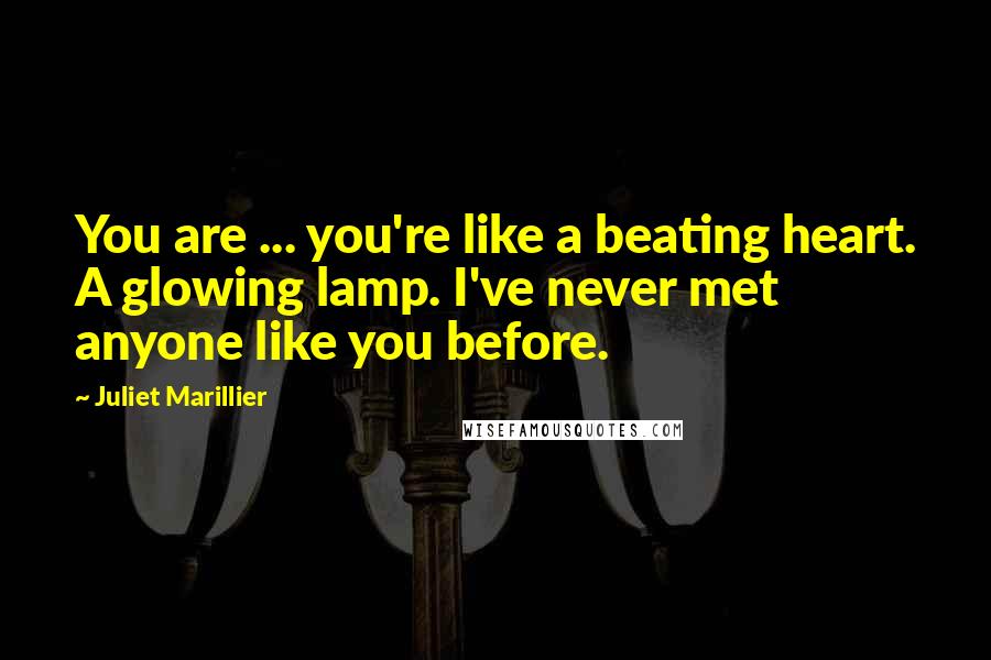 Juliet Marillier Quotes: You are ... you're like a beating heart. A glowing lamp. I've never met anyone like you before.