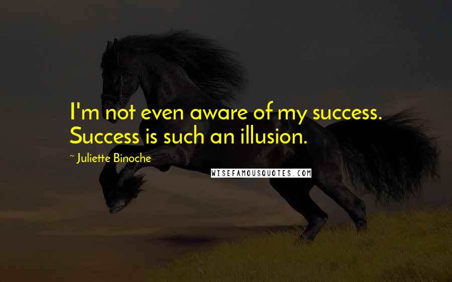 Juliette Binoche Quotes: I'm not even aware of my success. Success is such an illusion.