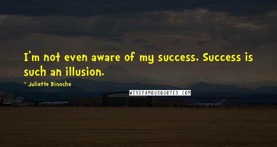 Juliette Binoche Quotes: I'm not even aware of my success. Success is such an illusion.