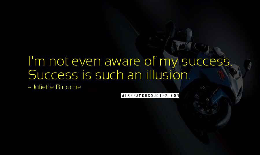 Juliette Binoche Quotes: I'm not even aware of my success. Success is such an illusion.