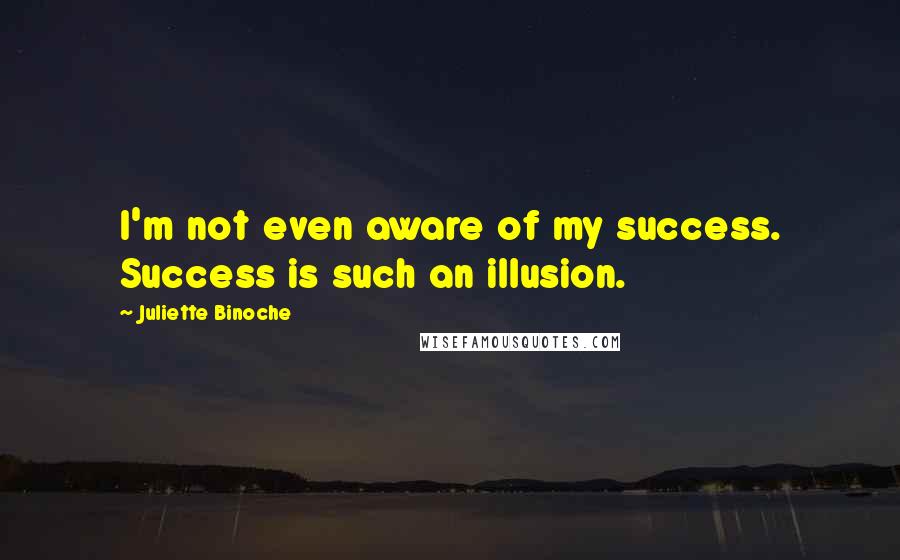Juliette Binoche Quotes: I'm not even aware of my success. Success is such an illusion.