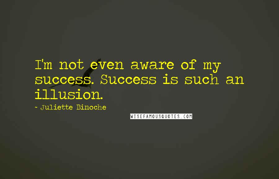 Juliette Binoche Quotes: I'm not even aware of my success. Success is such an illusion.