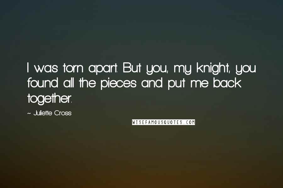 Juliette Cross Quotes: I was torn apart. But you, my knight, you found all the pieces and put me back together.