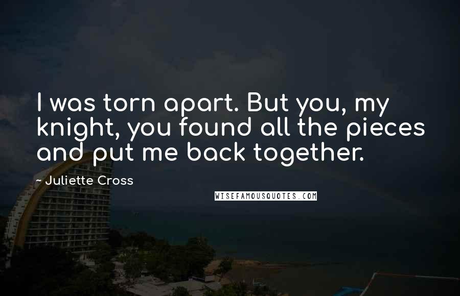 Juliette Cross Quotes: I was torn apart. But you, my knight, you found all the pieces and put me back together.