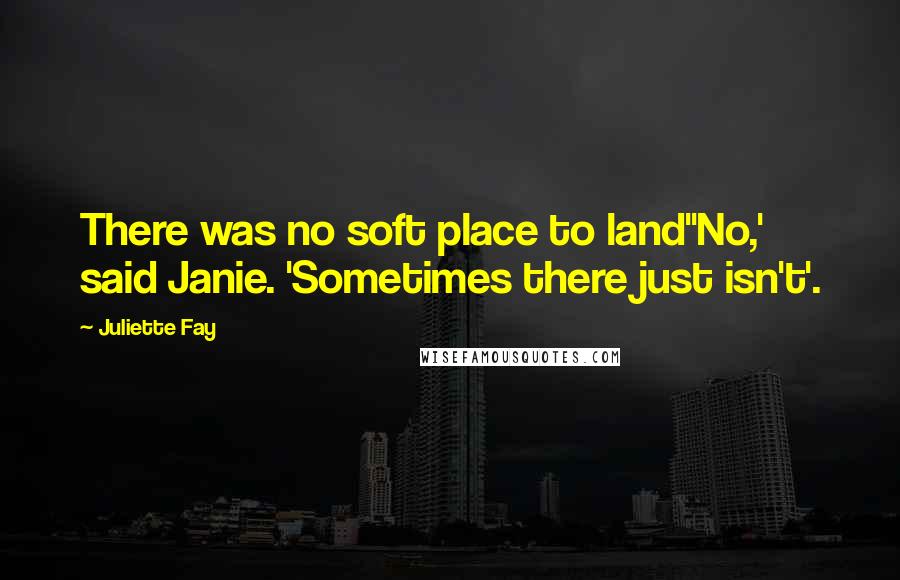 Juliette Fay Quotes: There was no soft place to land''No,' said Janie. 'Sometimes there just isn't'.