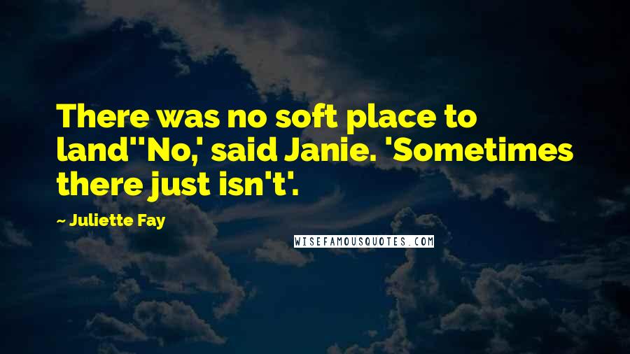 Juliette Fay Quotes: There was no soft place to land''No,' said Janie. 'Sometimes there just isn't'.