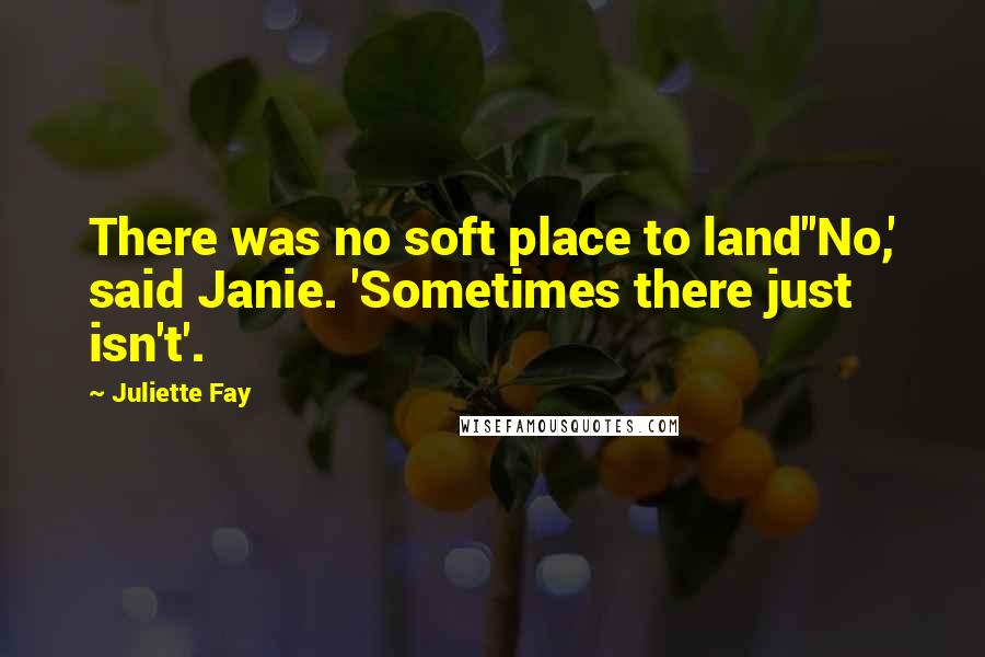 Juliette Fay Quotes: There was no soft place to land''No,' said Janie. 'Sometimes there just isn't'.