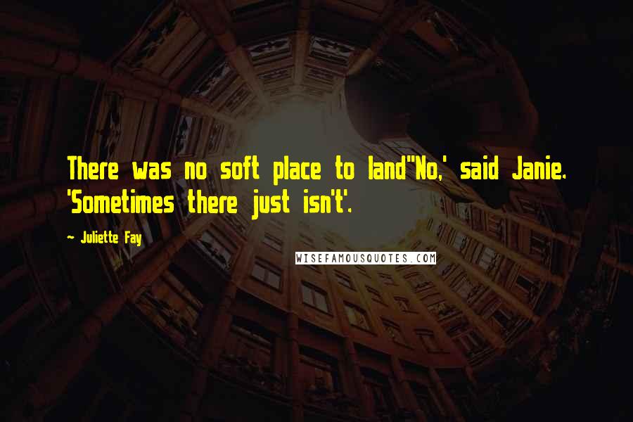 Juliette Fay Quotes: There was no soft place to land''No,' said Janie. 'Sometimes there just isn't'.