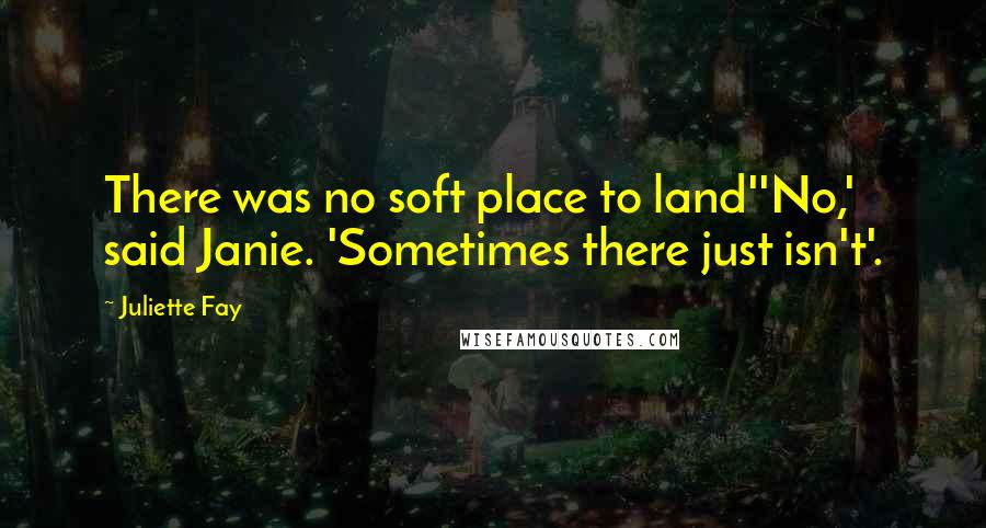 Juliette Fay Quotes: There was no soft place to land''No,' said Janie. 'Sometimes there just isn't'.