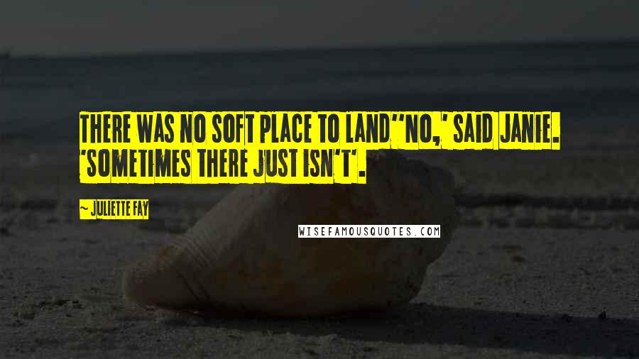 Juliette Fay Quotes: There was no soft place to land''No,' said Janie. 'Sometimes there just isn't'.