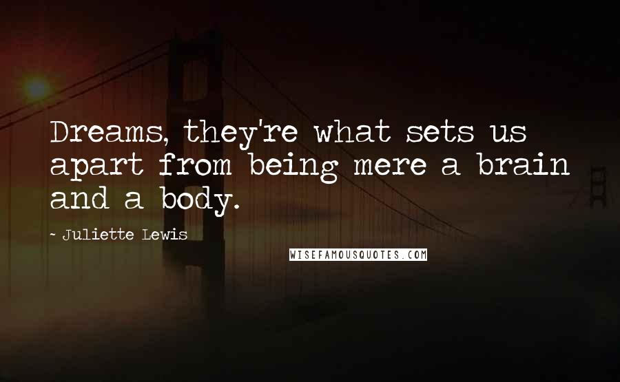 Juliette Lewis Quotes: Dreams, they're what sets us apart from being mere a brain and a body.